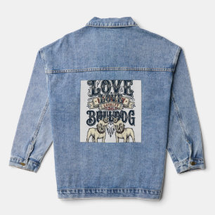 Chaqueta Vaquera Camiseta de amor de Bulldog Grabado vintage cita d