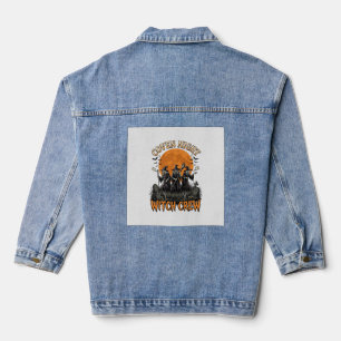 Chaqueta Vaquera Camiseta de Bruja de Halloween con Grabado Vintage