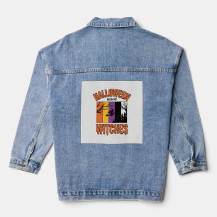 Chaqueta Vaquera Camiseta de escoba de bruja de Halloween vintage D