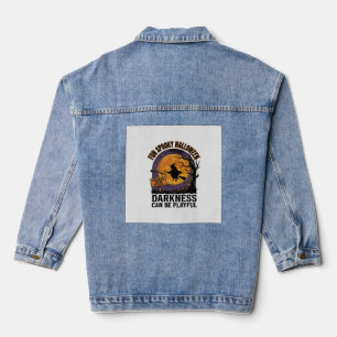 Chaqueta Vaquera Camiseta de oscuridad de Halloween Diseño de bruja
