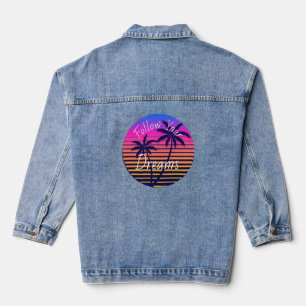 Chaqueta Vaquera Camiseta de talla grande Retro sunset beach dreams