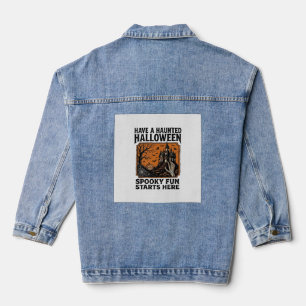 Chaqueta Vaquera Camiseta Embrujada de Halloween Diseño de Fiesta V