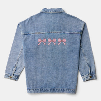 Chaqueta Vaquera Camiseta estética Coquette con lunares y lazo rosa