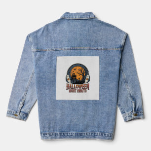 Chaqueta Vaquera Camiseta fantasma luna grabada escena Halloween vi