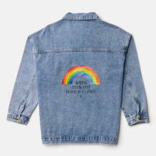 Chaqueta Vaquera Camiseta gráfica de arcoíris inspirador para mujer