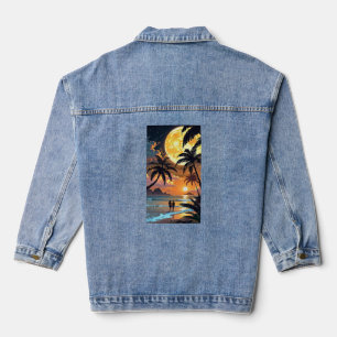 Chaqueta Vaquera Camiseta gráfica de mujer ADOM Premium Tropical Su