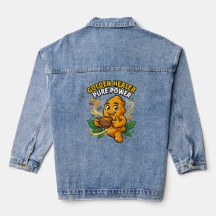 Chaqueta Vaquera Camiseta gráfica de raíz de cúrcuma de poder puro