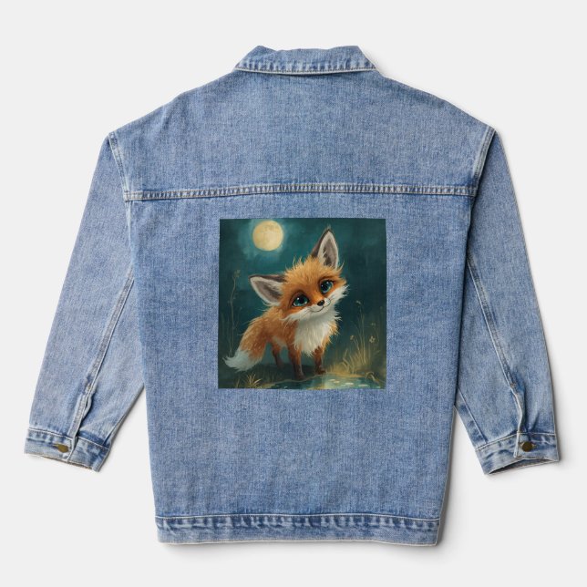 Chaqueta Vaquera Camiseta Moonlit Fox, Night Forest (Reverso )