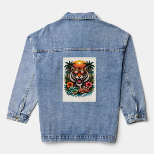 Chaqueta Vaquera Camiseta Stay Wild Tiger Sunset – Selva Tropical G