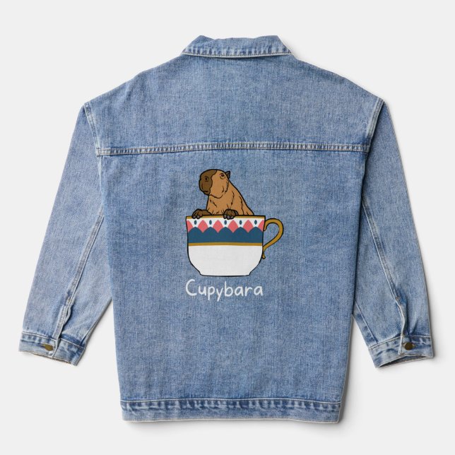 Chaqueta Vaquera Capybara Cupybara Teacup Animal T-Shirt (Reverso )
