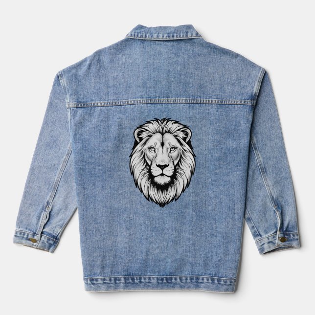 Chaqueta Vaquera Cara de León Blanco y Negro (Reverso )
