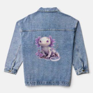 Chaqueta Vaquera Carácter Axolotl Adorable con diseño de texto de v