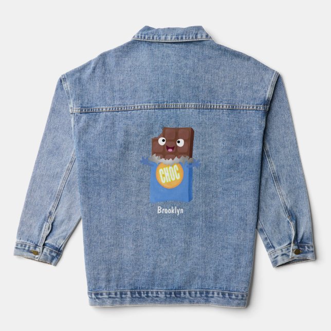 Chaqueta Vaquera Caricatura de dibujos animados de un dulce chocola (Reverso )