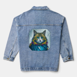 Chaqueta Vaquera Cat That Ate The Canary Feathers | Wearable Art