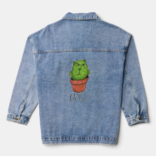 Chaqueta Vaquera Catcus Funny Mascota Cactus Kitty Art