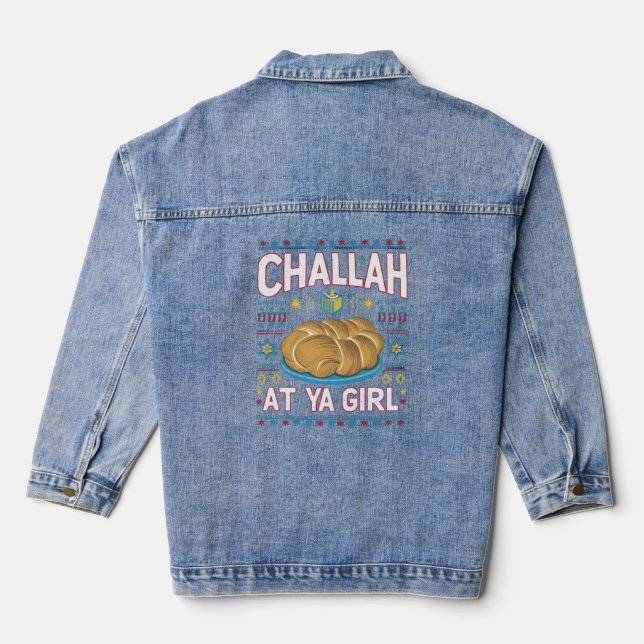 Chaqueta Vaquera Challah En Ya Chica Funny Hanukkah Food Chanukah (Reverso )