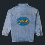 Chaqueta Vaquera Chanukah Retro<br><div class="desc">Denim Jean Jacket "Hanukkah Retro" Personalice reemplazando el texto editable por el suyo propio. Elija su estilo de fuente, tamaño y color favoritos. Los elementos de diseño se pueden transferir a otros productos de Zazzle. Estilo: Denim Jacket femenino (Jean Jacket) ¡Esta chaqueta de personalizado para mujeres es tu declaración personal...</div>