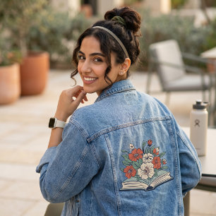 Chaqueta Vaquera Chaquetón de mezclilla con estampado de libros