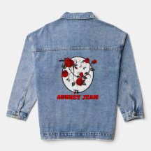 Chaquetón de mezclilla con rosas rojas góticas