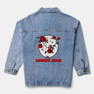 Chaqueta Vaquera Chaquetón de mezclilla con rosas rojas góticas