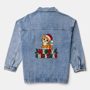 Chaqueta Vaquera Chaquetón de mezclilla Meowy Christmas Cat