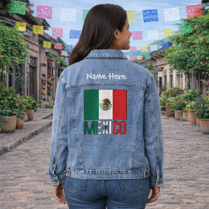 Chaqueta Vaquera Chaquetón de mujer con bandera de México personali