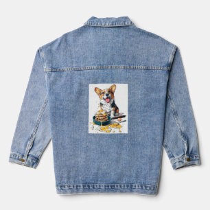 Chaqueta Vaquera Chef Corgi - Perro de cocina divertida