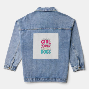 Chaqueta Vaquera Chica ama perros Tipografía de grabado vintage Dis