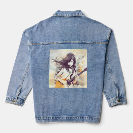 Chaqueta Vaquera Chica con vibraciones de música rock
