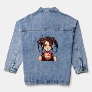 Chaqueta Vaquera Chica de Manga Encantadora: Ilustración Vectorial