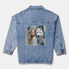 Chaqueta Vaquera Chica eslavo y lobo blanco