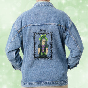 Chaqueta Vaquera Chica gótico Gorra verde Tattoos con púas marco ne