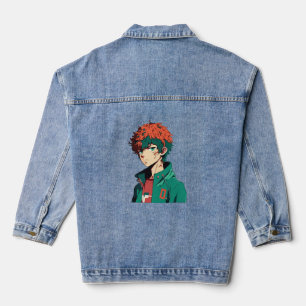 Chaqueta Vaquera Chico de Anime: Cabello Naranja y Verde - Delicia