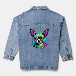 Chaqueta Vaquera Chihuahua Cyberpunk estilo Art Dog Lover