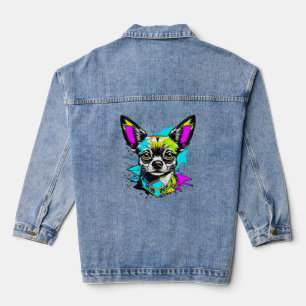 Chaqueta Vaquera Chihuahua Cyberpunk estilo Art Dog Lover