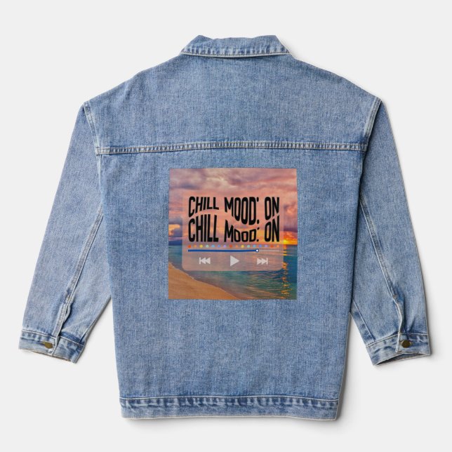 Chaqueta Vaquera Chill Mood On Retro Beach Art (Reverso )