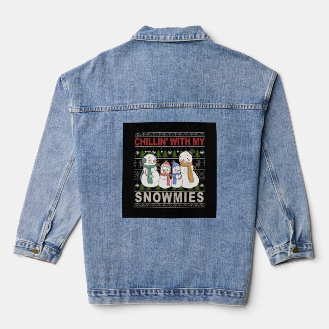 Chaqueta Vaquera Chillin Con Mis Snowmies Navidades graciosos (Reverso )