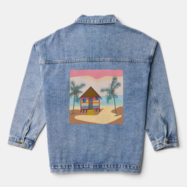 Chaqueta Vaquera Choza de playa tropical (Reverso )