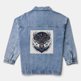 Chaqueta Vaquera Ciervo Celestial Arte Místico de Luna y Estrellas