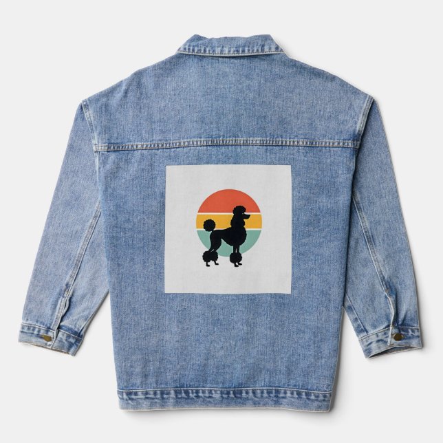 Chaqueta Vaquera Círculo de silueta de perro retro puesta de sol Ca (Reverso )