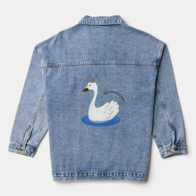 Chaqueta Vaquera Cisne blanco con personalizado de la corona (Reverso )