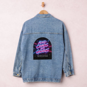 Chaqueta Vaquera Cita Motivacional de Neón "Caos en Genio" para TDA