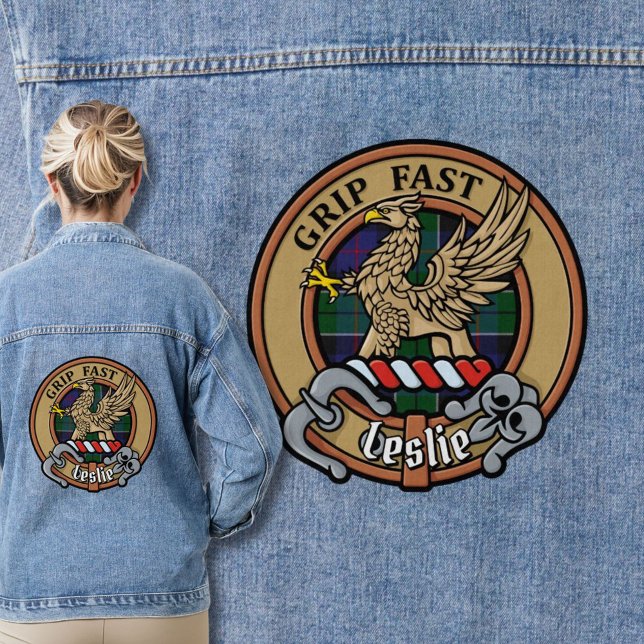 Chaqueta Vaquera Clan Leslie Escudo sobre la caza de tartán (Subido por el creador)