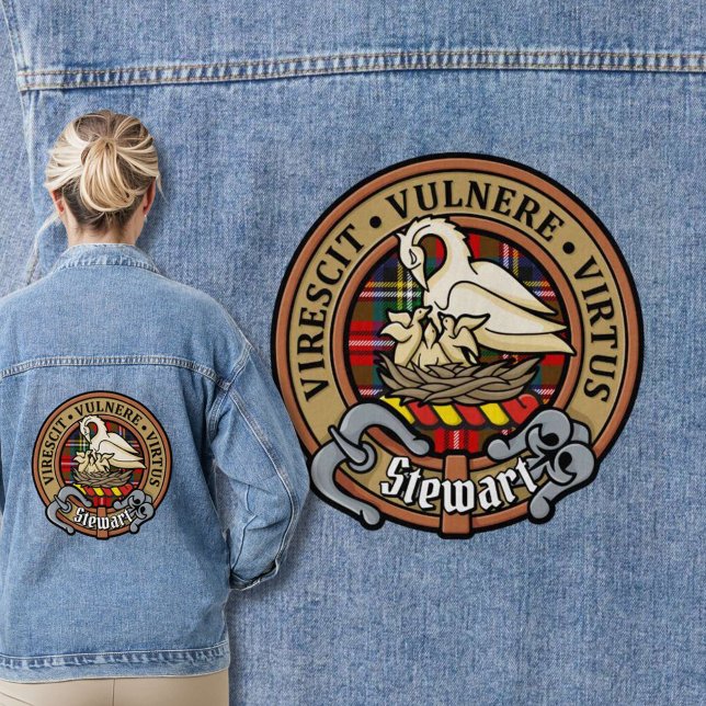 Chaqueta Vaquera Clan Stewart Escudo sobre Royal Tartán (Subido por el creador)
