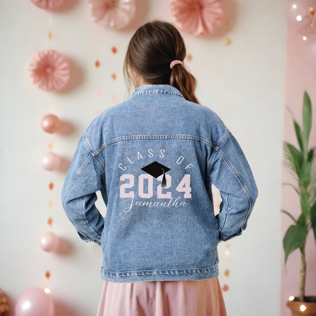 Chaqueta Vaquera Clase de Graduado de Estilo de Variedad de 2024 No (Varsity Style Graduate Class of 2024 Custom Name Denim Jacket)