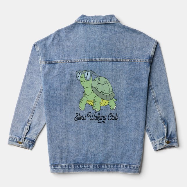 Chaqueta Vaquera Club de caminatas lentas tortuga graciosa (Reverso )
