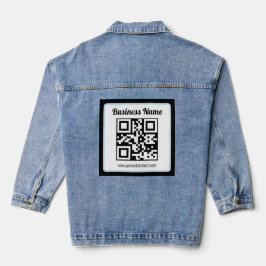 Chaqueta Vaquera Código QR y texto editables con borde azul claro