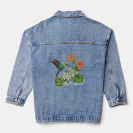 Chaqueta Vaquera Colibrí y flores personalizadas