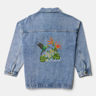 Chaqueta Vaquera Colibrí y flores personalizadas