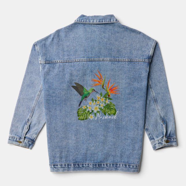 Chaqueta Vaquera Colibrí y flores personalizadas (Reverso )